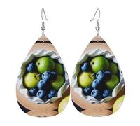 Boucles d'oreilles pendantes en cuir avec image de fruits, bijoux réversibles avec crochets plaqués argent