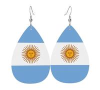 Boucles d'oreilles pendantes en cuir avec impression de la République dominicaine en forme de larme pour femme, petite amie, épouse, taille unique, Cuir