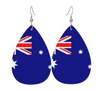 Boucles d'oreilles pendantes en cuir avec impression de la République dominicaine en forme de larme pour femme, petite amie, épouse, taille unique, Cuir