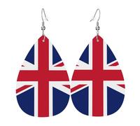 Boucles d'oreilles pendantes en cuir avec impression de la République dominicaine en forme de larme pour femme, petite amie, épouse, taille unique, Cuir