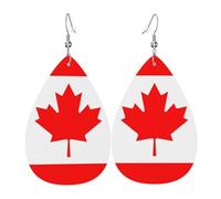 Boucles d'oreilles pendantes en cuir avec impression de la République dominicaine en forme de larme pour femme, petite amie, épouse, taille unique, Cuir