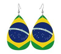 Boucles d'oreilles pendantes en cuir avec impression de la République dominicaine en forme de larme pour femme, petite amie, épouse, taille unique, Cuir