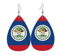 Boucles d'oreilles pendantes en cuir avec impression de la République dominicaine en forme de larme pour femme, petite amie, épouse, taille unique, Cuir