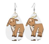 Boucles d'oreilles pendantes en cuir avec imprimé chèvre marron pour femme - Boucles d'oreilles pendantes en forme de larme, parfaites pour les fêtes et les accessoires de costume, taille unique, cuir