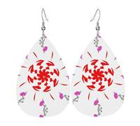 Boucles d'oreilles pendantes en cuir avec imprimé de fleurs volantes et rotatives en forme de larme, élégantes et légères, pour femmes et filles, taille unique, cuir, sans pierre précieuse