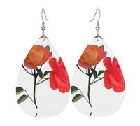 Boucles d'oreilles pendantes en cuir avec imprimé lune bicolore en forme de larme - Élégantes et légères - Pour femmes et filles - Taille unique - Cuir sans pierre précieuse