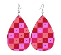 Boucles d'oreilles pendantes en cuir avec imprimé tulipes rose vif pour femme, petite amie, épouse, taille unique, Cuir