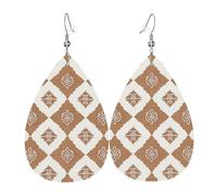 Boucles d'oreilles pendantes en cuir avec imprimé tulipes rose vif pour femme, petite amie, épouse, taille unique, Cuir