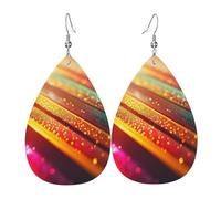 Boucles d'oreilles pendantes en cuir avec imprimé tulipes rose vif pour femme, petite amie, épouse, taille unique, Cuir