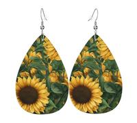 Boucles d'oreilles pendantes en cuir avec imprimé tulipes rose vif pour femme, petite amie, épouse, taille unique, Cuir