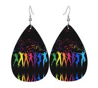 Boucles d'oreilles pendantes en cuir avec inscription Dance With Music | Boucles d'oreilles légères et polyvalentes | Convient pour les trajets quotidiens et les rendez-vous galants