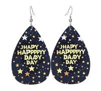 Boucles d'oreilles pendantes en cuir avec inscription « Happy Fathers Day », bijoux réversibles avec crochets plaqués argent
