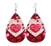 Boucles d'oreilles pendantes en cuir avec inscription « Happy Valentine's Day », bijoux réversibles avec crochets plaqués argent