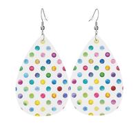 Boucles d'oreilles pendantes en cuir avec motif à pois bleus pour femme, boucles d'oreilles percées en forme de larme, bijoux légers cadeaux pour femmes et filles