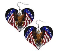 Boucles d'oreilles pendantes en cuir avec motif aigle patriotique des États-Unis - Élégantes et légères - Pour femmes et filles - Taille unique - Cuir - Sans pierre précieuse