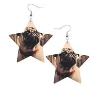 Boucles d'oreilles pendantes en cuir avec motif carlin et étoile pour femmes et filles, taille unique, cuir, sans pierre précieuse