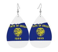 Boucles d'oreilles pendantes en cuir avec motif carte de l'État de l'Oregon - Pour femme - Pour fête d'anniversaire, Saint-Valentin
