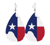 Boucles d'oreilles pendantes en cuir avec motif carte de l'État du Texas, bijoux réversibles avec crochets plaqués argent