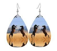 Boucles d'oreilles pendantes en cuir avec motif cheval sautant | Boucles d'oreilles légères et polyvalentes | Convient pour les trajets quotidiens et les rendez-vous galants