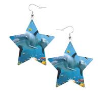 Boucles d'oreilles pendantes en cuir avec motif dauphin de l'océan qui vous regarde, élégantes, légères et légères pour femmes et filles, taille unique, cuir, sans pierre précieuse