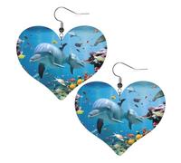Boucles d'oreilles pendantes en cuir avec motif dauphin qui vous regarde, élégantes, légères, pour femmes et filles, taille unique, cuir, sans pierre précieuse