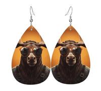 Boucles d'oreilles pendantes en cuir avec motif de larme - Élégantes et légères - Pour femmes et filles - Taille unique - Cuir - Sans pierre précieuse
