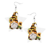 Boucles d'oreilles pendantes en cuir avec motif de nain d'abeille jaune et étoilé pour femmes et filles, taille unique, cuir, sans pierre précieuse