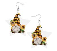 Boucles d'oreilles pendantes en cuir avec motif de nain d'abeille jaune et étoilé pour femmes et filles, taille unique, cuir, sans pierre précieuse