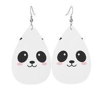 Boucles d'oreilles pendantes en cuir avec motif de panda pour femme - Boucles d'oreilles pendantes en forme de larme, parfaites pour les fêtes et accessoires de costume, taille unique, cuir, sans