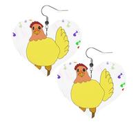 Boucles d'oreilles pendantes en cuir avec motif de poule chantante en forme de cœur, élégantes et légères pour femmes et filles, taille unique, cuir, sans pierre précieuse