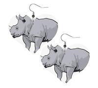 Boucles d'oreilles pendantes en cuir avec motif de rhinocéros - Élégantes et légères - Pour femmes et filles - Taille unique - Cuir - Sans pierre précieuse