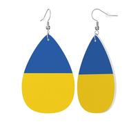 Boucles d'oreilles pendantes en cuir avec motif drapeau de l'Ukraine pour femme