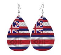Boucles d'oreilles pendantes en cuir avec motif drapeau d'Hawaï en forme de larme - Légères et élégantes - Pour femmes et filles - Taille unique - En cuir - Sans pierre précieuse