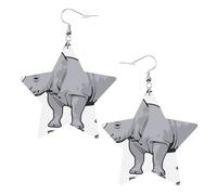 Boucles d'oreilles pendantes en cuir avec motif étoile de rhinocéros - Élégantes et légères - Pour femmes et filles - Taille unique - Cuir - Sans pierre précieuse