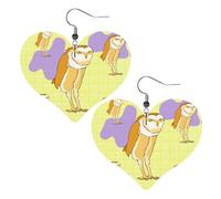 Boucles d'oreilles pendantes en cuir avec motif hibou debout en forme de cœur, élégantes et légères pour femmes et filles, taille unique, cuir, sans pierre précieuse
