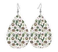 Boucles d'oreilles pendantes en cuir avec motif larmes - Fond blanc - Hérisson - Noël - Halloween - Cadeau de fête - Pour femme - Amis - Mariage