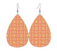Boucles d'oreilles pendantes en cuir avec motif larmes rouges et jaunes pour Noël, Halloween, femme, cadeaux de fête, pendentifs, femmes, amies, mariage