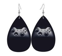 Boucles d'oreilles pendantes en cuir avec motif manette de jeu pour femme - Boucles d'oreilles pendantes en forme de larme, parfaites pour les fêtes et accessoires de costume, taille unique, cuir
