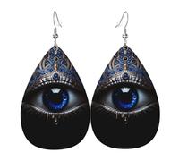 Boucles d'oreilles pendantes en cuir avec motif mauvais œil en forme de larme - Élégantes et légères - Pour femmes et filles - Taille unique - Cuir - Sans pierre précieuse