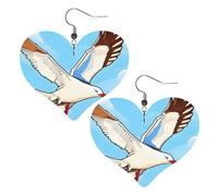 Boucles d'oreilles pendantes en cuir avec motif mouettes volantes en forme de cœur, élégantes et légères pour femmes et filles, taille unique, cuir, sans pierre précieuse