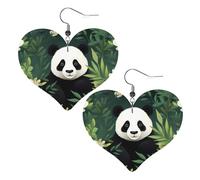 Boucles d'oreilles pendantes en cuir avec motif panda en forme de cœur, élégantes et légères pour femmes et filles, taille unique, cuir, sans pierre précieuse