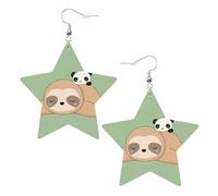 Boucles d'oreilles pendantes en cuir avec motif panda et paresseux - Élégantes et légères - Pour femmes et filles - Taille unique - En cuir - Sans pierre précieuse