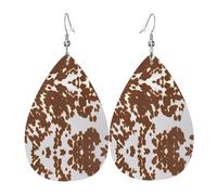 Boucles d'oreilles pendantes en cuir avec motif paysage d'hiver pour femme - Bijoux légers en forme de larme - Accessoire Saint Valentin, taille unique, Cuir