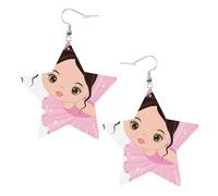 Boucles d'oreilles pendantes en cuir avec motif petite danseuse et étoile - Élégantes et légères - Pour femmes et filles - Taille unique - Cuir - Sans pierre précieuse