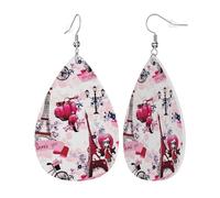 Boucles d'oreilles pendantes en cuir avec motif Tour Eiffel de Paris pour femme
