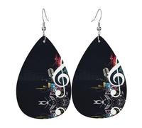 Boucles d'oreilles pendantes en cuir avec notes de musique pour femme, boucles d'oreilles percées en forme de larme, bijoux légers cadeaux pour femmes et filles