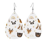 Boucles d'oreilles pendantes en cuir avec pendentif en forme de larmes - Avatar animal - Noël - Halloween - Cadeau de fête - Pour femme ou amie - Mariage