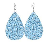 Boucles d'oreilles pendantes en cuir avec pendentif en forme de larmes - Bleu océan - Pour Noël, Halloween, femme - Cadeau de fête - Pour femme ou amie - Mariage