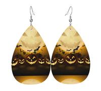 Boucles d'oreilles pendantes en cuir avec pendentif en forme de larmes chauve-souris de nuit pour Noël, Halloween, femme, cadeau de fête, pendentif, femme, amie, mariage