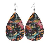 Boucles d'oreilles pendantes en cuir avec pendentif en forme de larmes - Colorées - Monde fantastique - Noël - Halloween - Cadeau de fête - Pour femme ou amie - Mariage